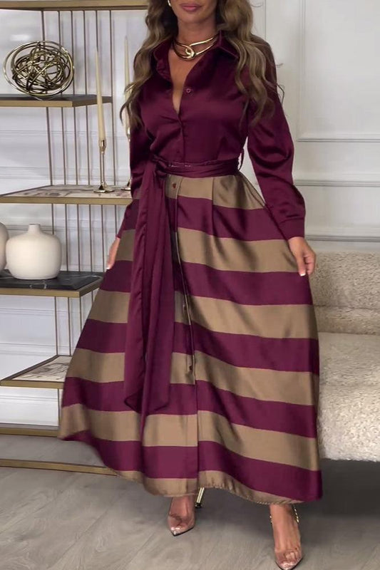 Celeste® | Dress Soft Touch Striped Maxi Dress with Belt