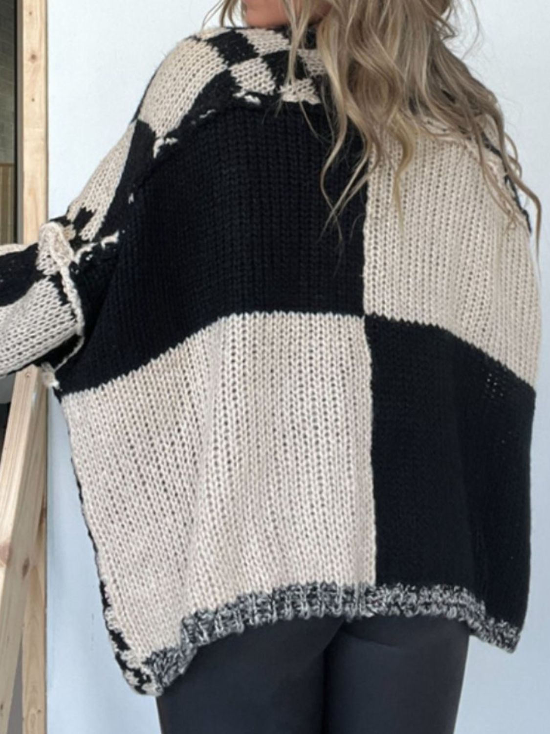 Celia® | Checked open front long sleeve cardigan