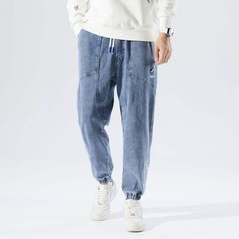 Men’s Jogger Pants – Relaxed Fit – Denim Style – Drawstring Waist – Elastic Cuffs