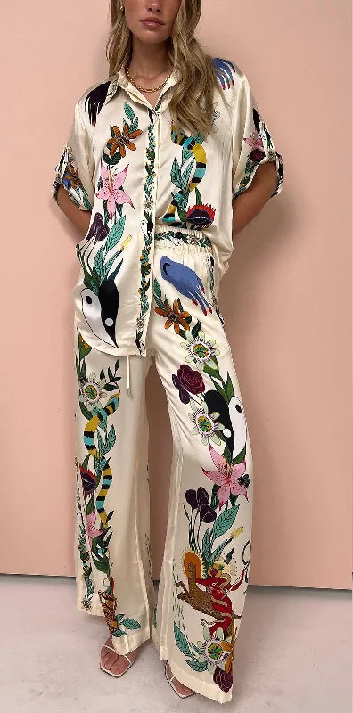 Diana® | Graffiti print satin two piece set for women