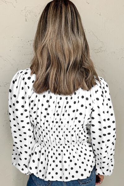 Antonella® | Long-sleeved blouse with a square neckline and bow