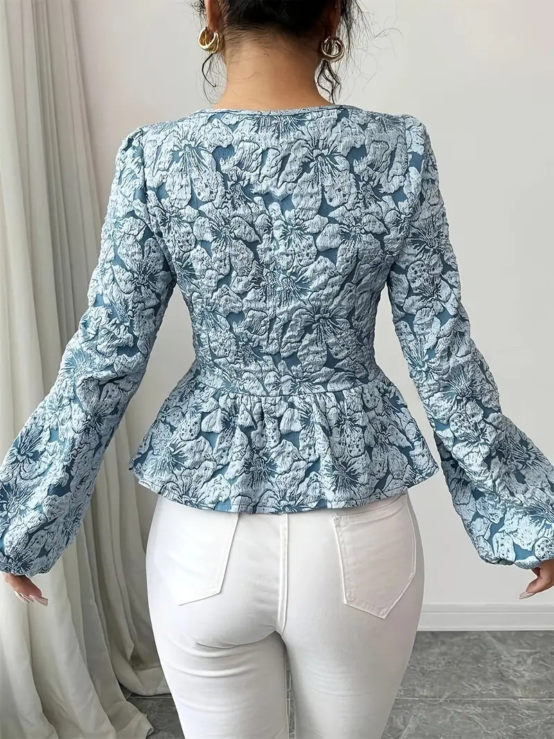 Bertila® | Elegant Blouse With A Floral Pattern And Puff Sleeves