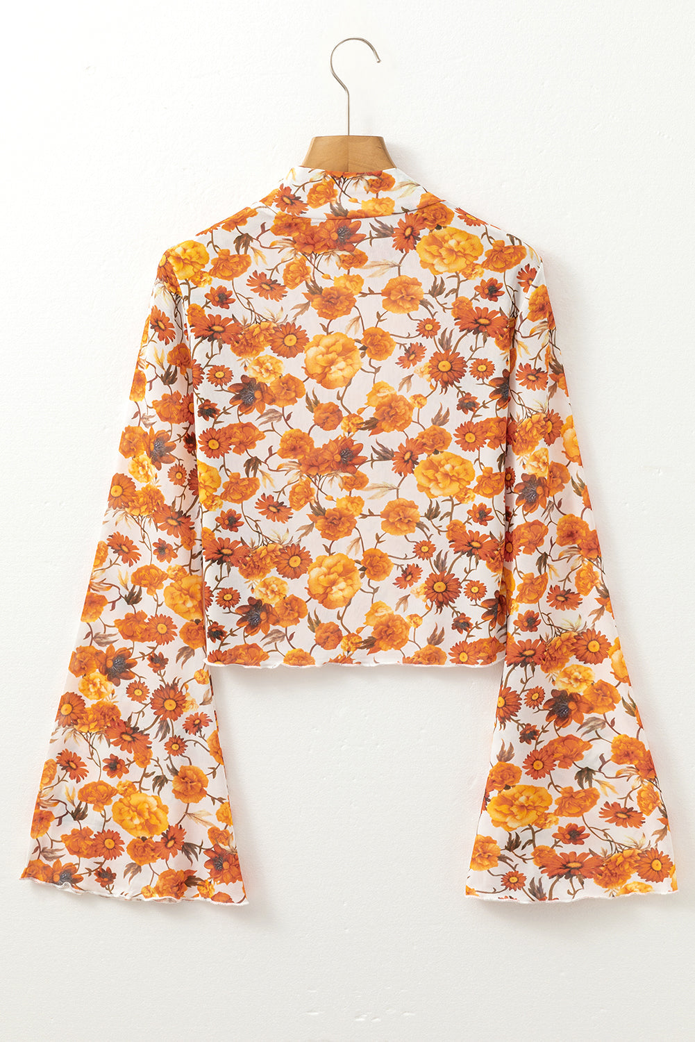 Beatriz® | Printed top with stand-up collar and flared sleeves