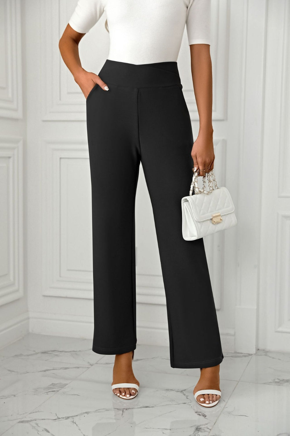 Ava® | Straight leg trousers with high waist