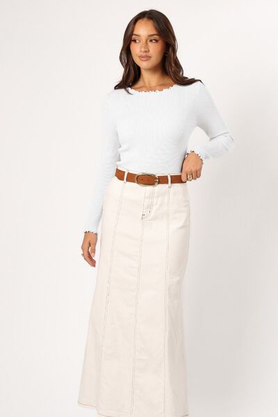Claudia® | Long-sleeved T-shirt with a crew neck and lettuce trim