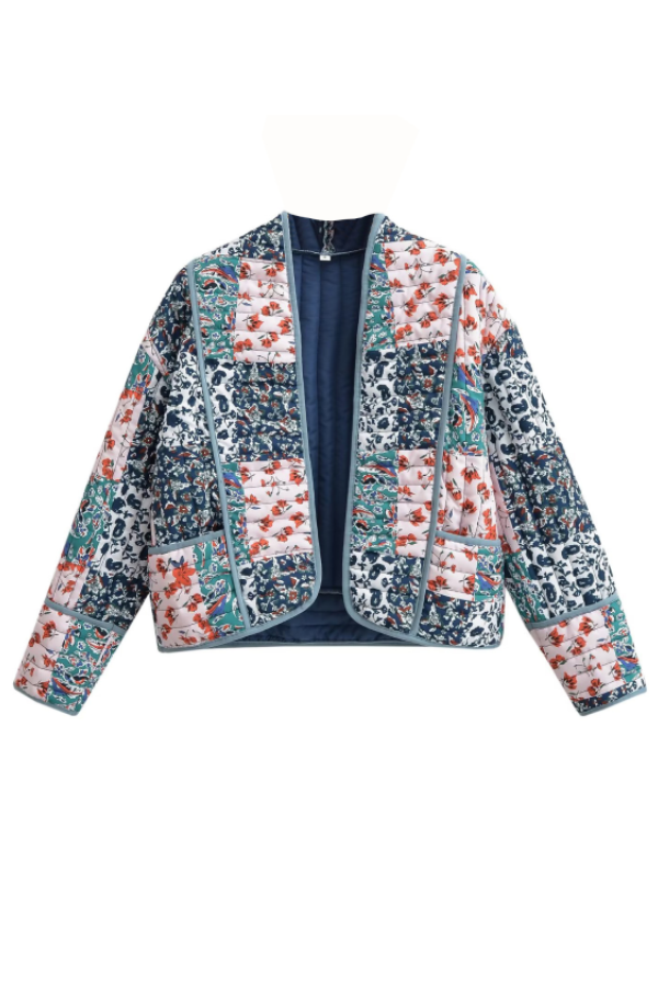 Alejandra® | Fashion Printed Loose Casual Cardigan Short Quilted Cotton Jacket
