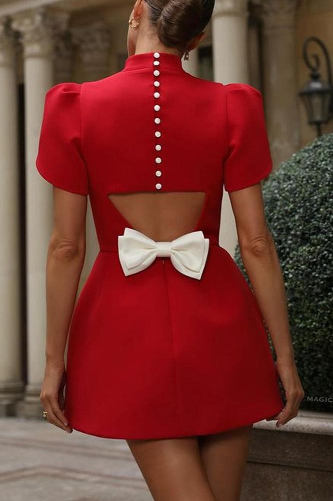 Brigida® | Fashionable Backless Dress With Bow And Temperament