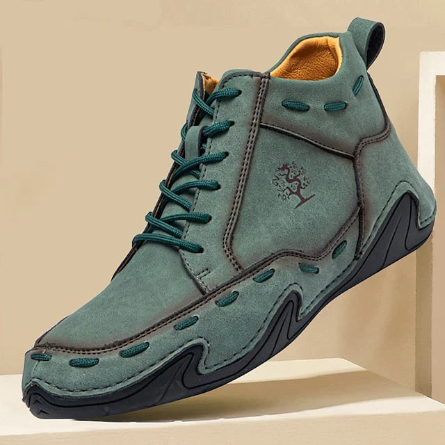 Men’s Mid-Top Sneakers – Leather – Lace-Up – Supportive Fit