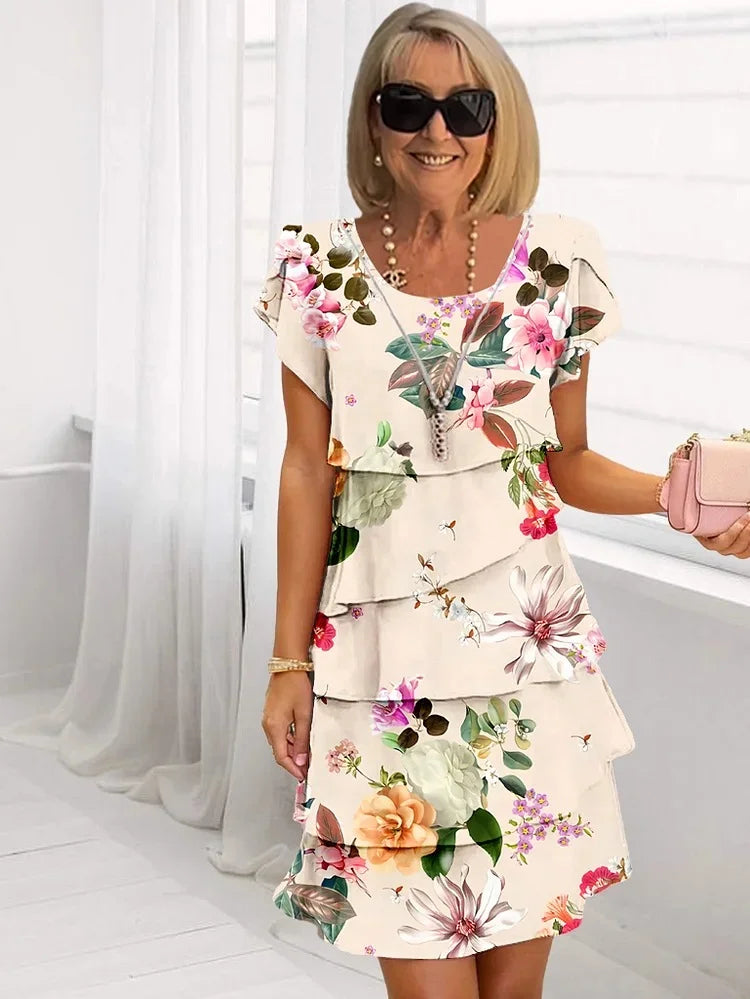 Brenda® | Pleated Floral Ruched Dress