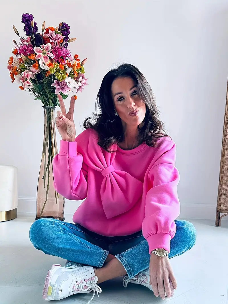 Blythe® | Oversized cotton sweater with bow