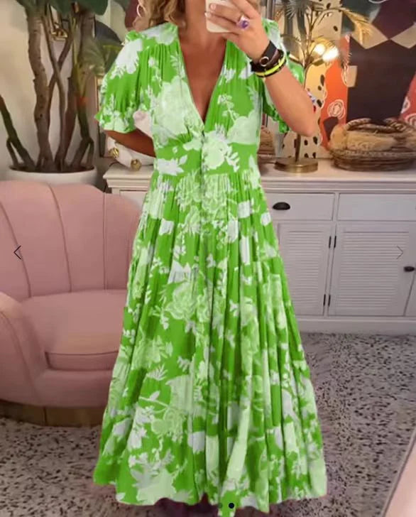 Elena® | Elegant long dress with V-neck