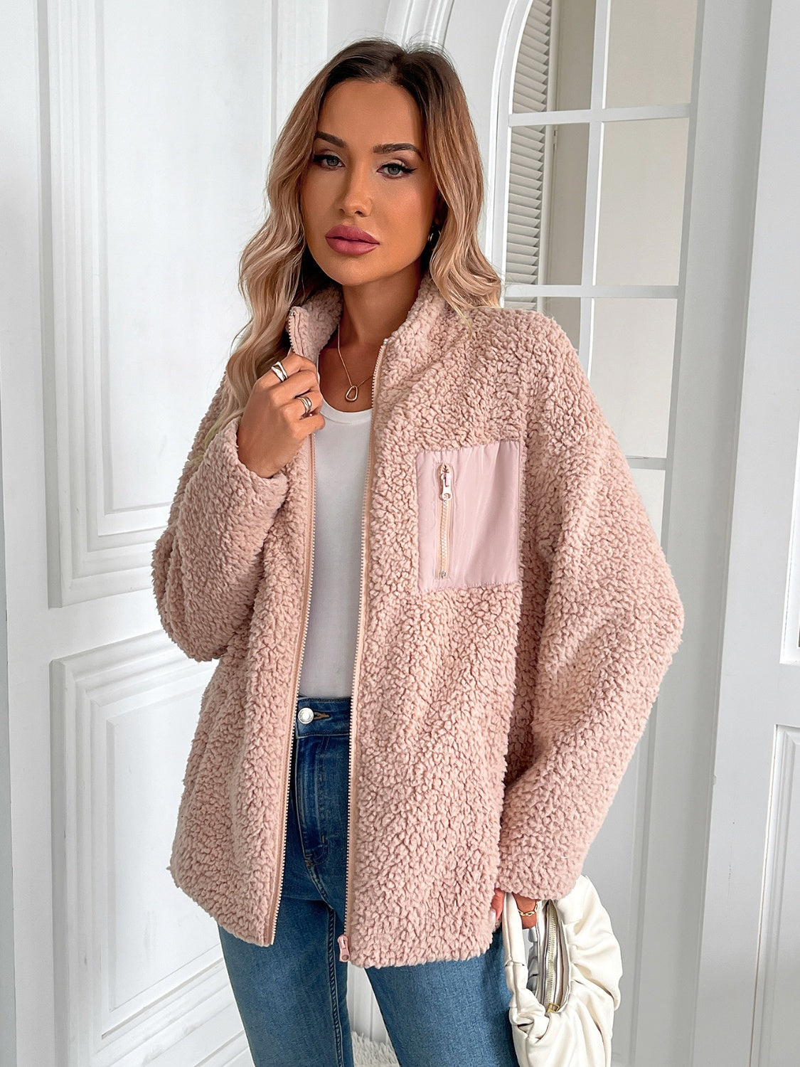 Camila® | Ivy Lane fluffy jacket with long sleeves and zip