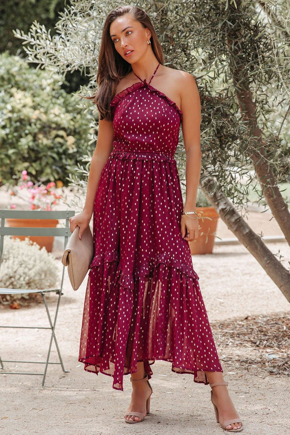 Alexandra® | Red polkadot halterneck dress