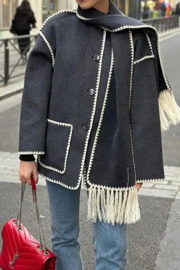 Bianca® | Scarf-Neckline Felt Woolen Coat