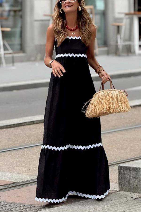 Cecilia® | Bayside Beauty smocked suspender maxi dress with scalloped back and smocked strap