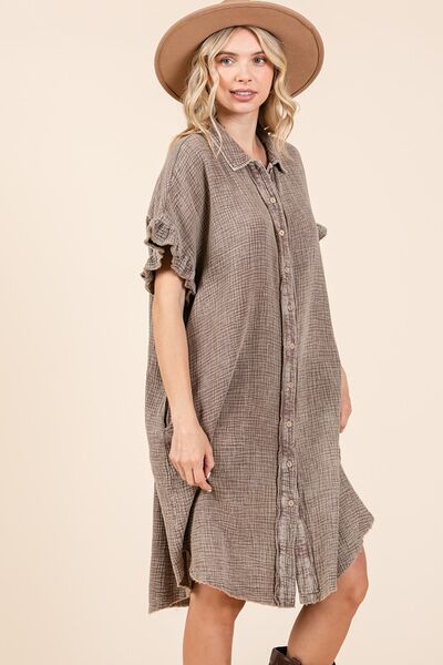 Brenda® | Mini cotton gauze shirt dress