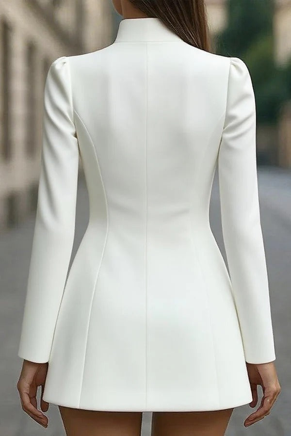 Delia® | Fashionable Stand Collar Single-Breasted Slim Fit Formal Mini Dress