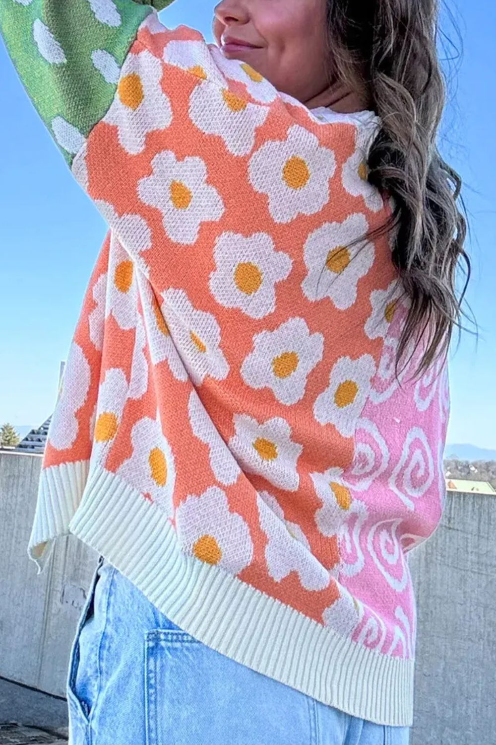 Constance® | Color block cardigan with open front and long sleeves
