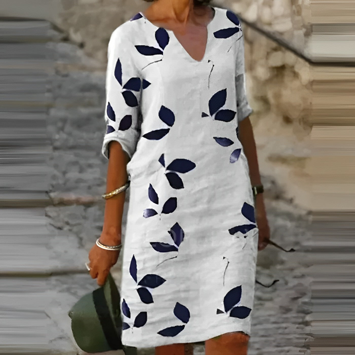 Kylie | Elegant Leaf Print Dress for Sophisticated Women