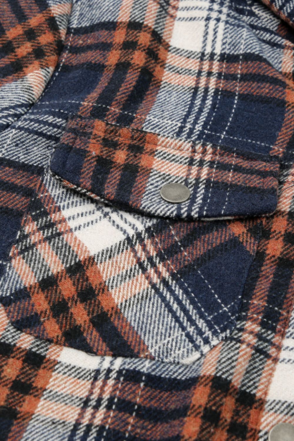 Brigida® | Checked button down long sleeve hooded jacket