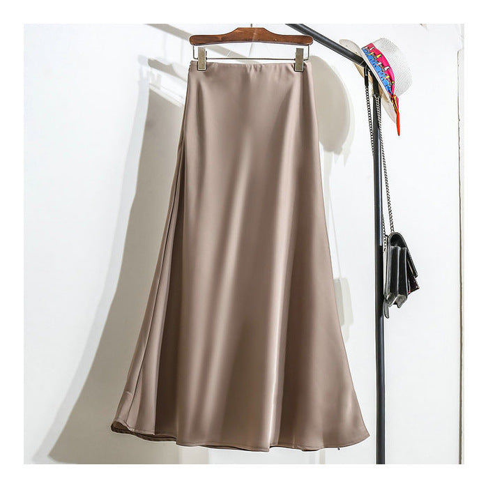 Coralie® | Trendy striped satin A-line skirt for women