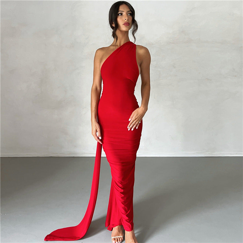 Aurora® | Elegant Long Open Back Slim Ruched Party Wedding Spring Summer 2024 Dress for Women