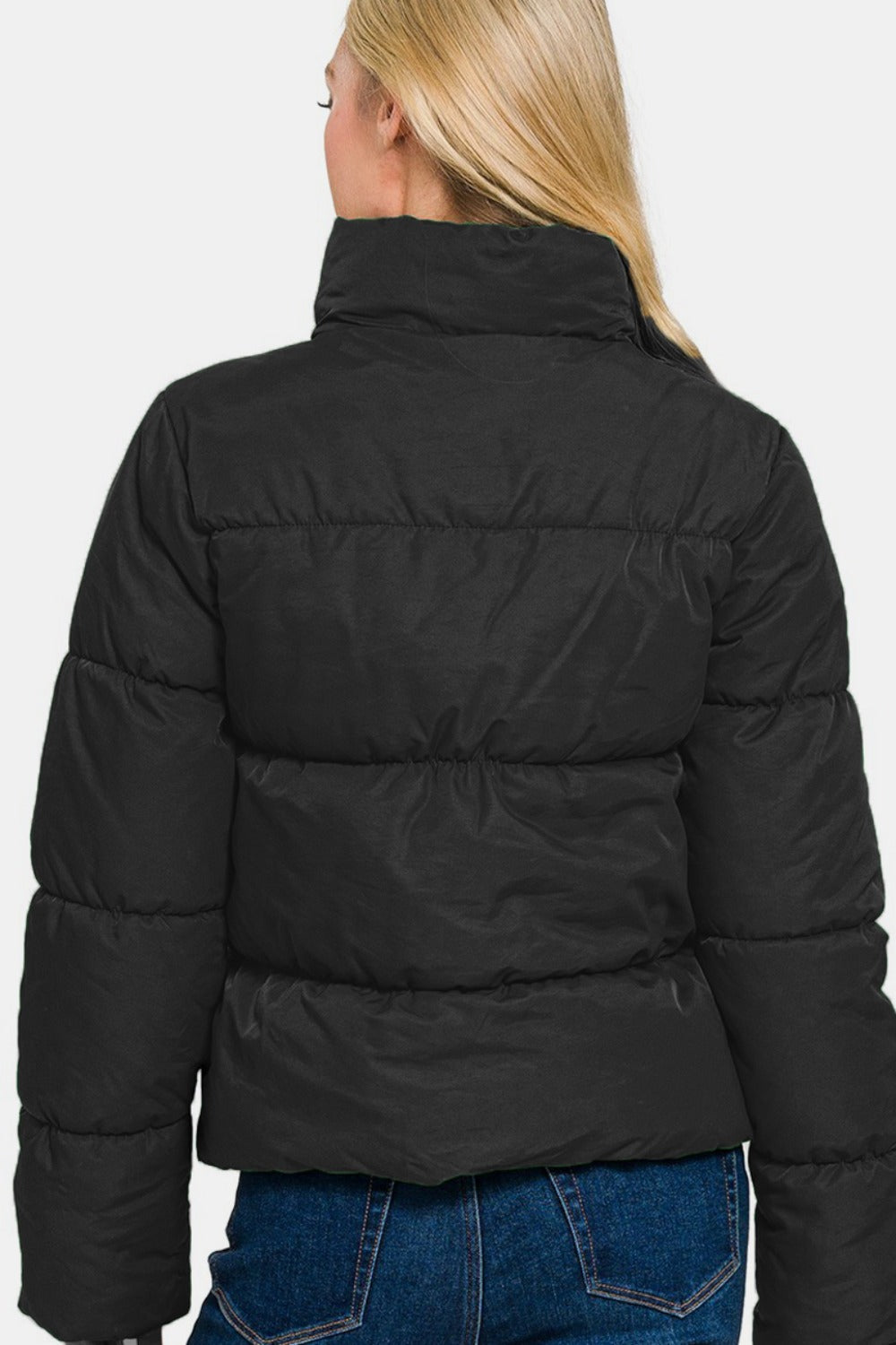 Andrea® | Zenana turtleneck puffer jacket with zip and pockets