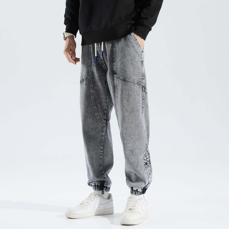 Men’s Jogger Pants – Relaxed Fit – Denim Style – Drawstring Waist – Elastic Cuffs