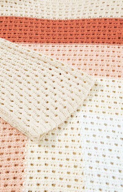Ava® | Openwork, long-sleeved sweater with a color block design