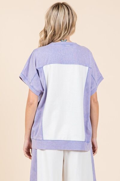 Aubrey® | Oversized short sleeve color block t-shirt