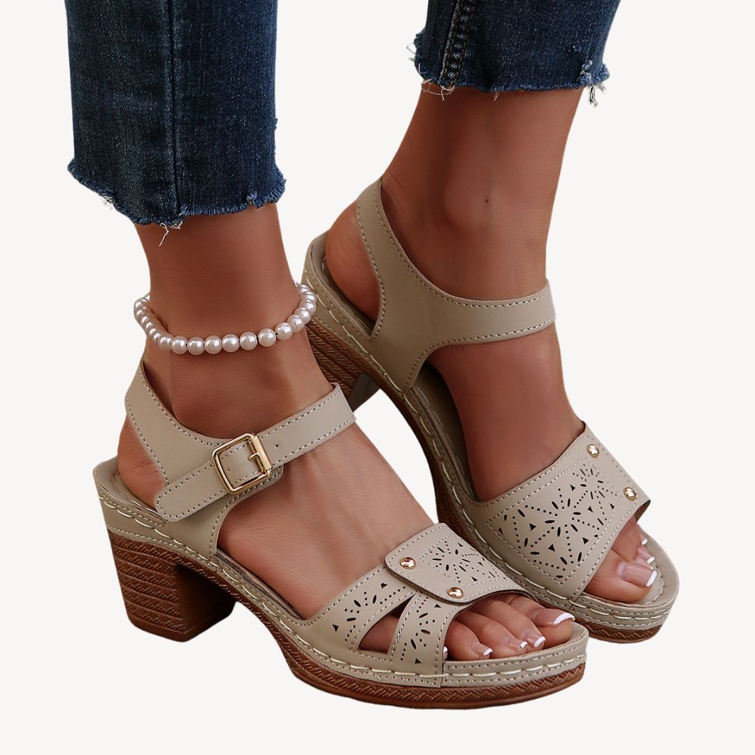 Vestea | Elegant Orthopedic Sandals with Block Heels