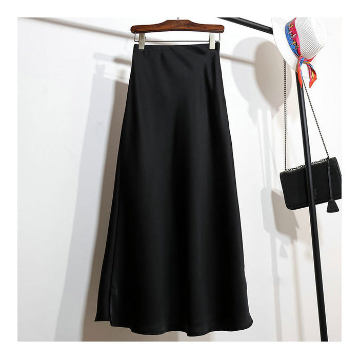 Coralie® | Trendy striped satin A-line skirt for women