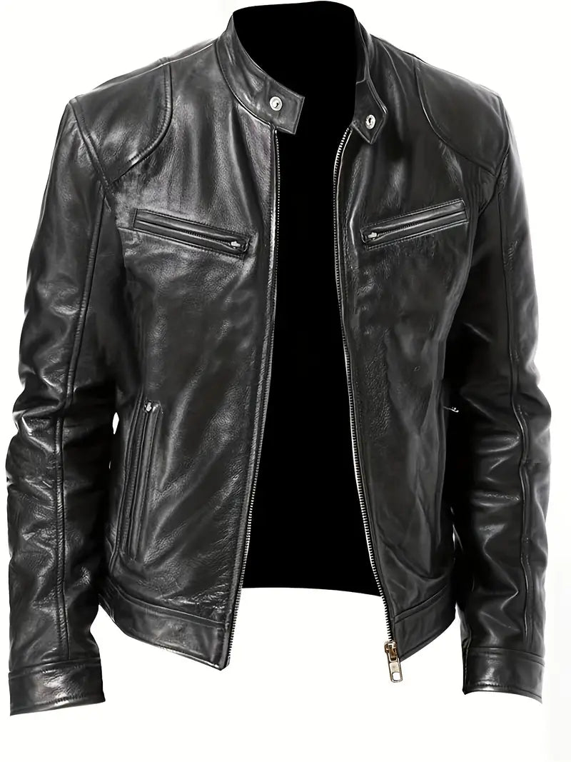 Clarence | Men's Slim Fit Faux Leather Racer Jacket