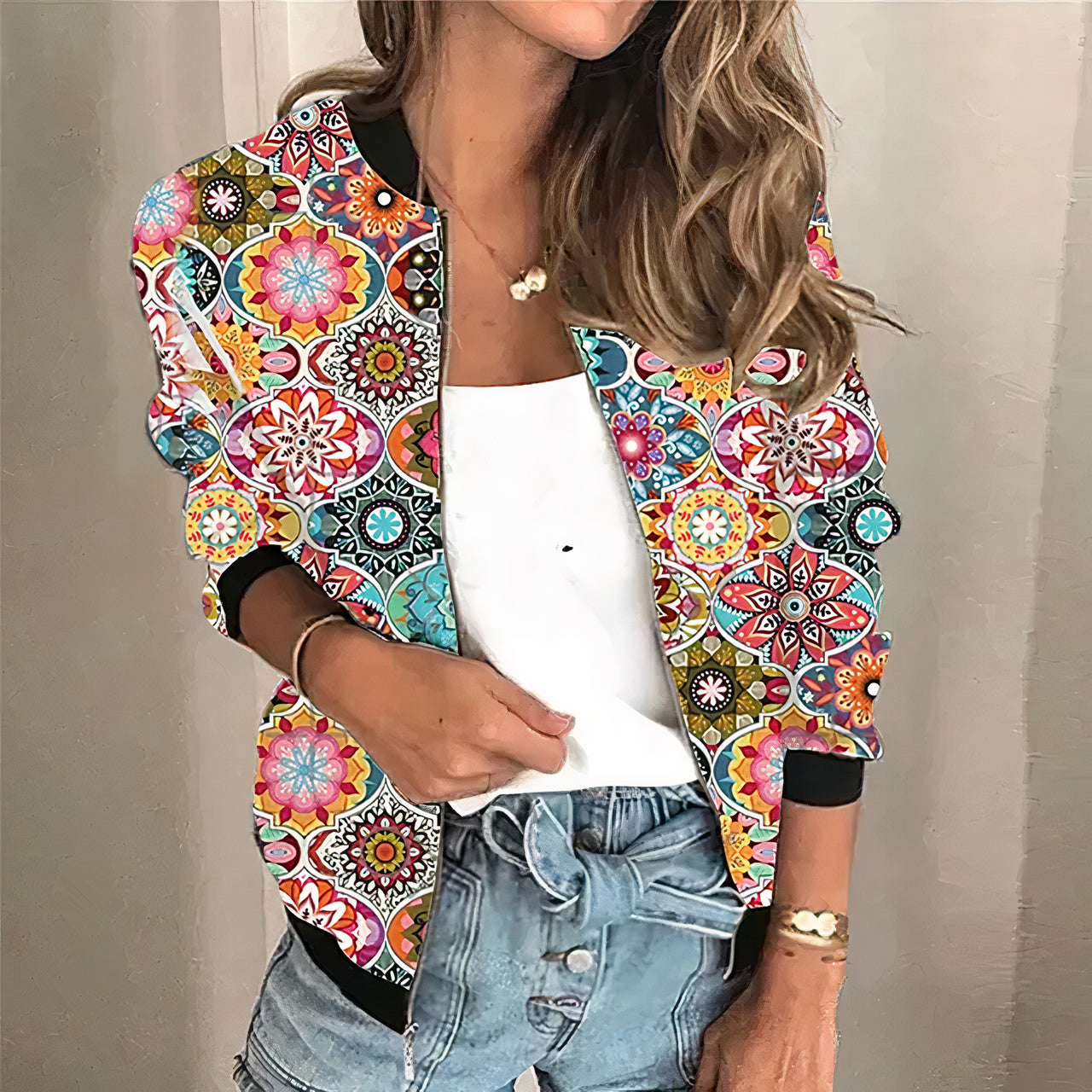 Clara® | Printed Zip-Up Jacket Grace