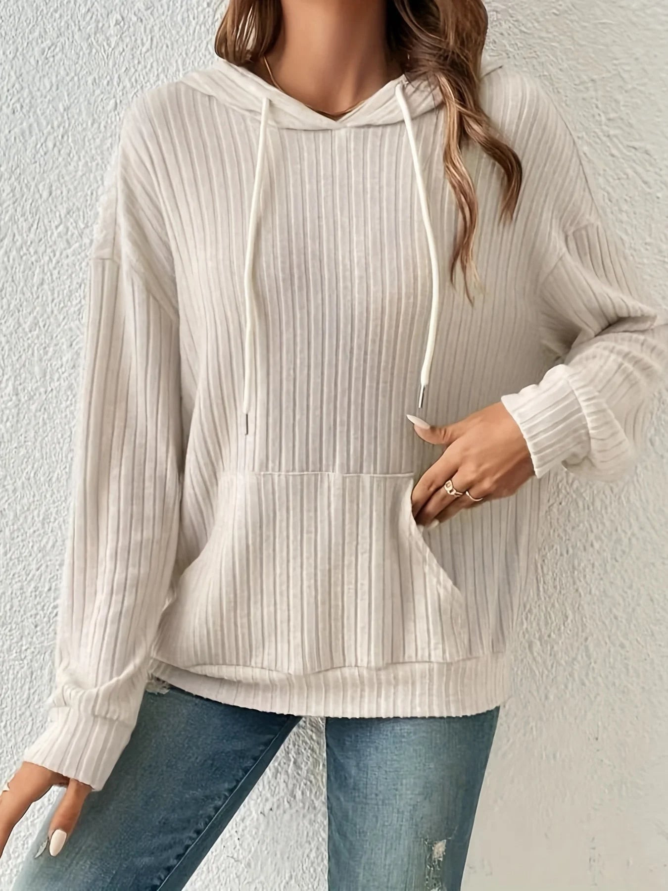 Dafne | Women's ribbed drawstring hoodie