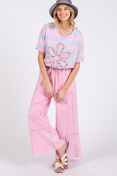 Eliza® | Wide-leg trousers made from mineral-washed terry cloth