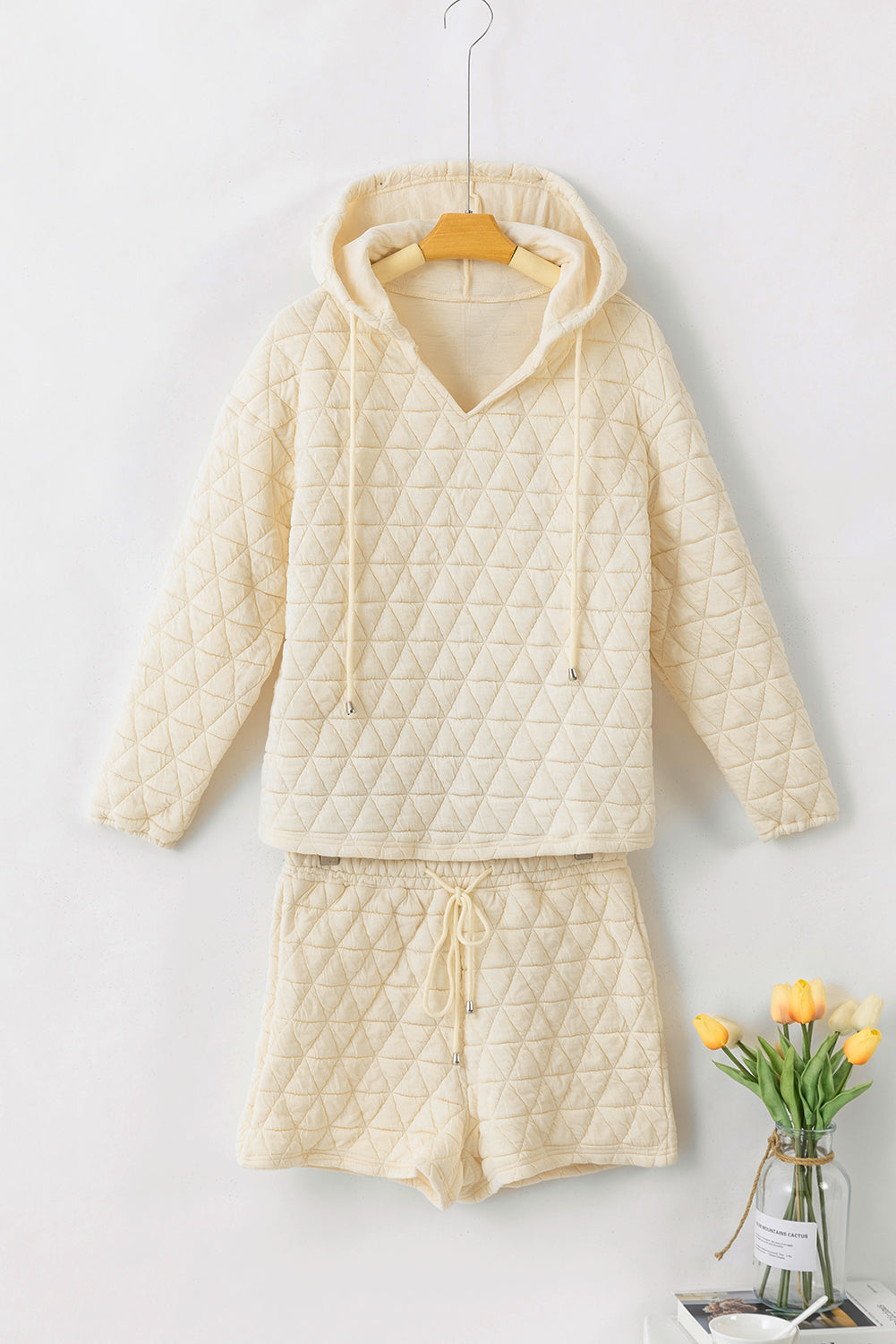 Amira® | Quilted hooded top and drawstring shorts set
