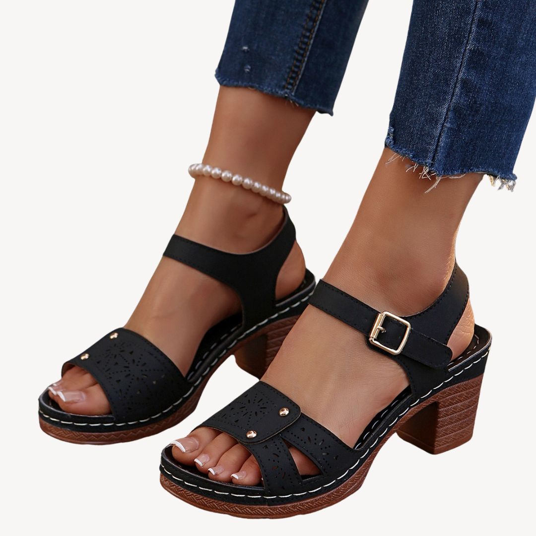 Vestea | Elegant Orthopedic Sandals with Block Heels