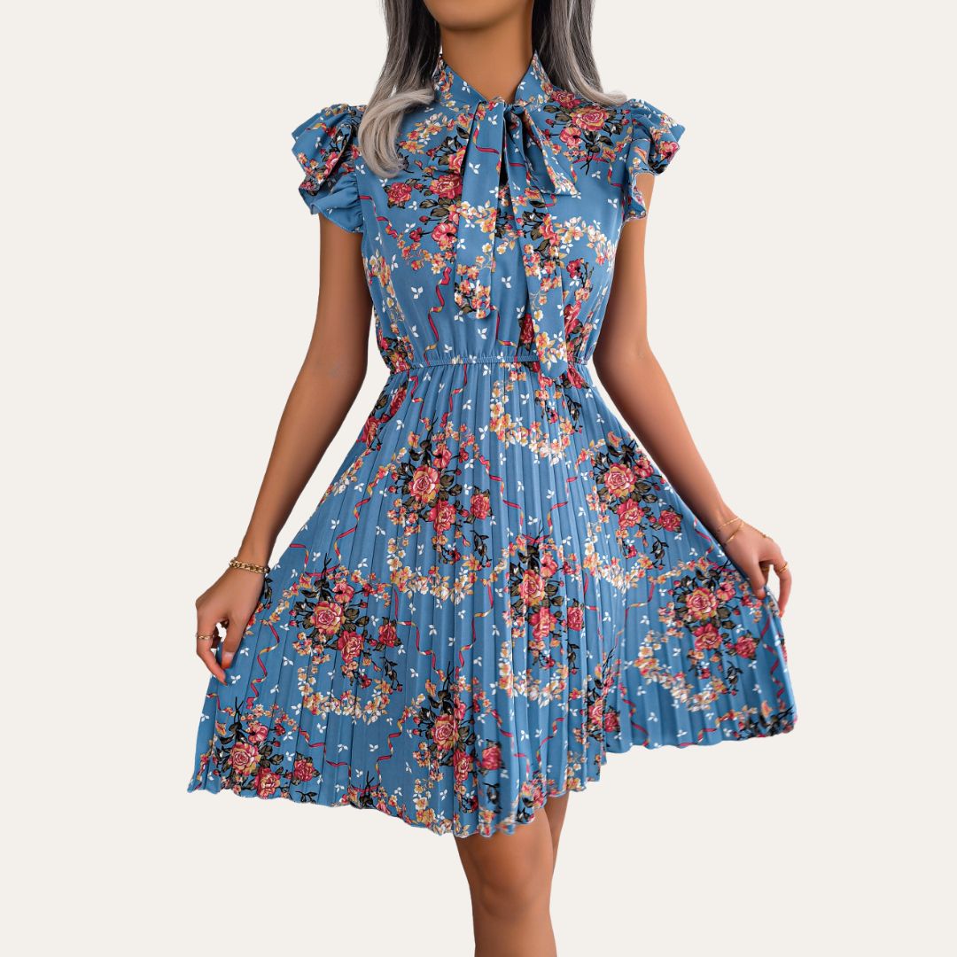 Vestea | Elegant Floral Dress with Bow