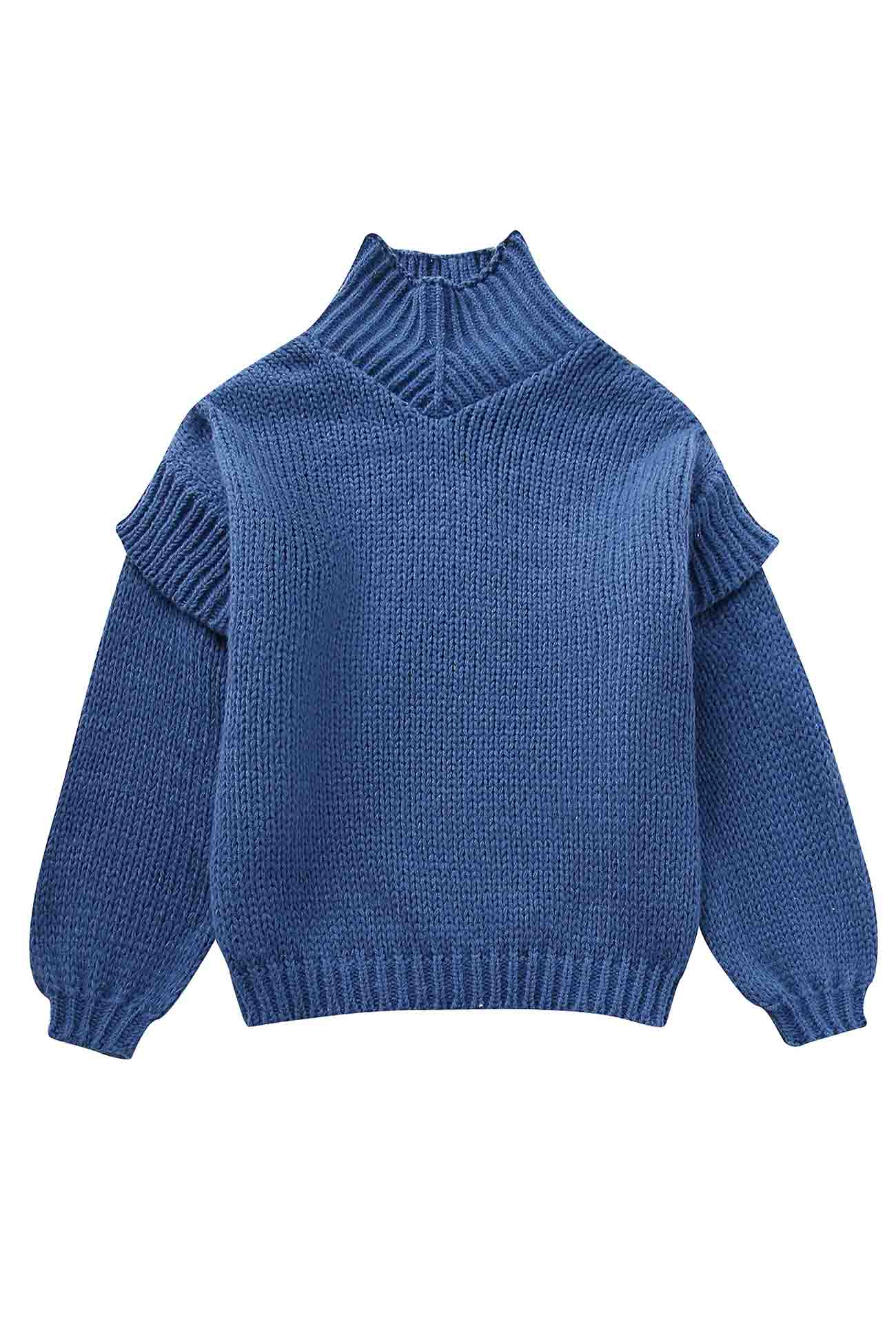 Carina® | Solid color sweater with long sleeves and a cowl neckline