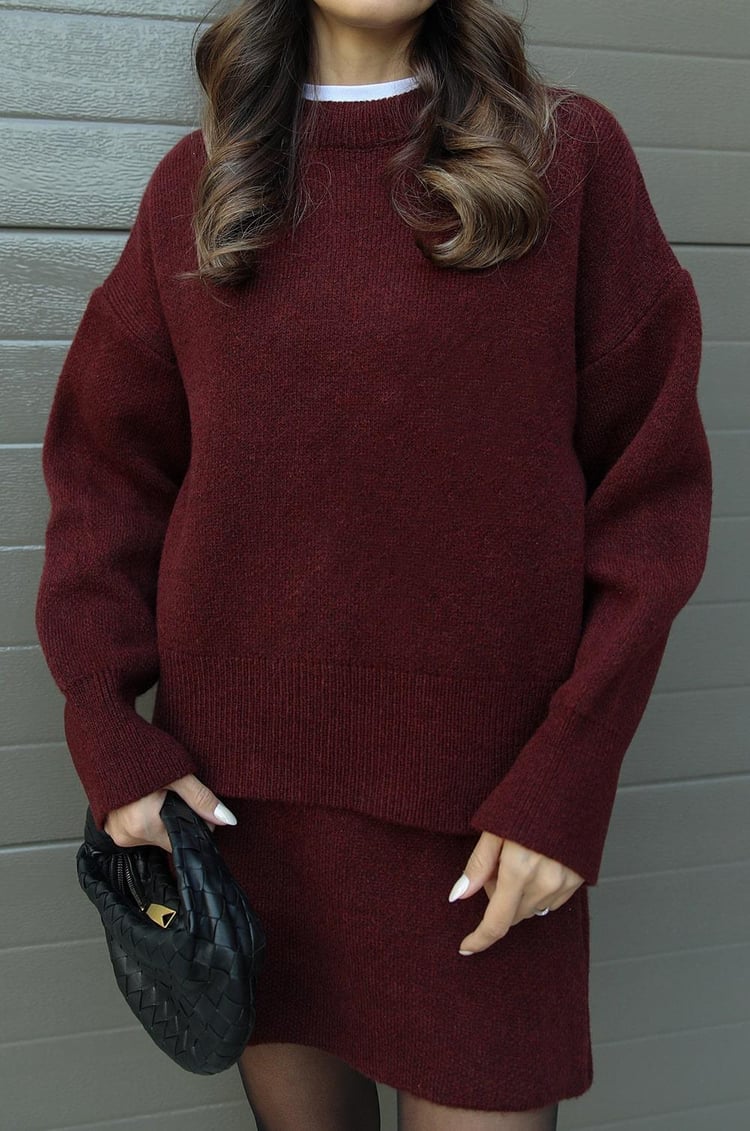 Dominique | Women's Oversized Mini Sweater Skirt Set