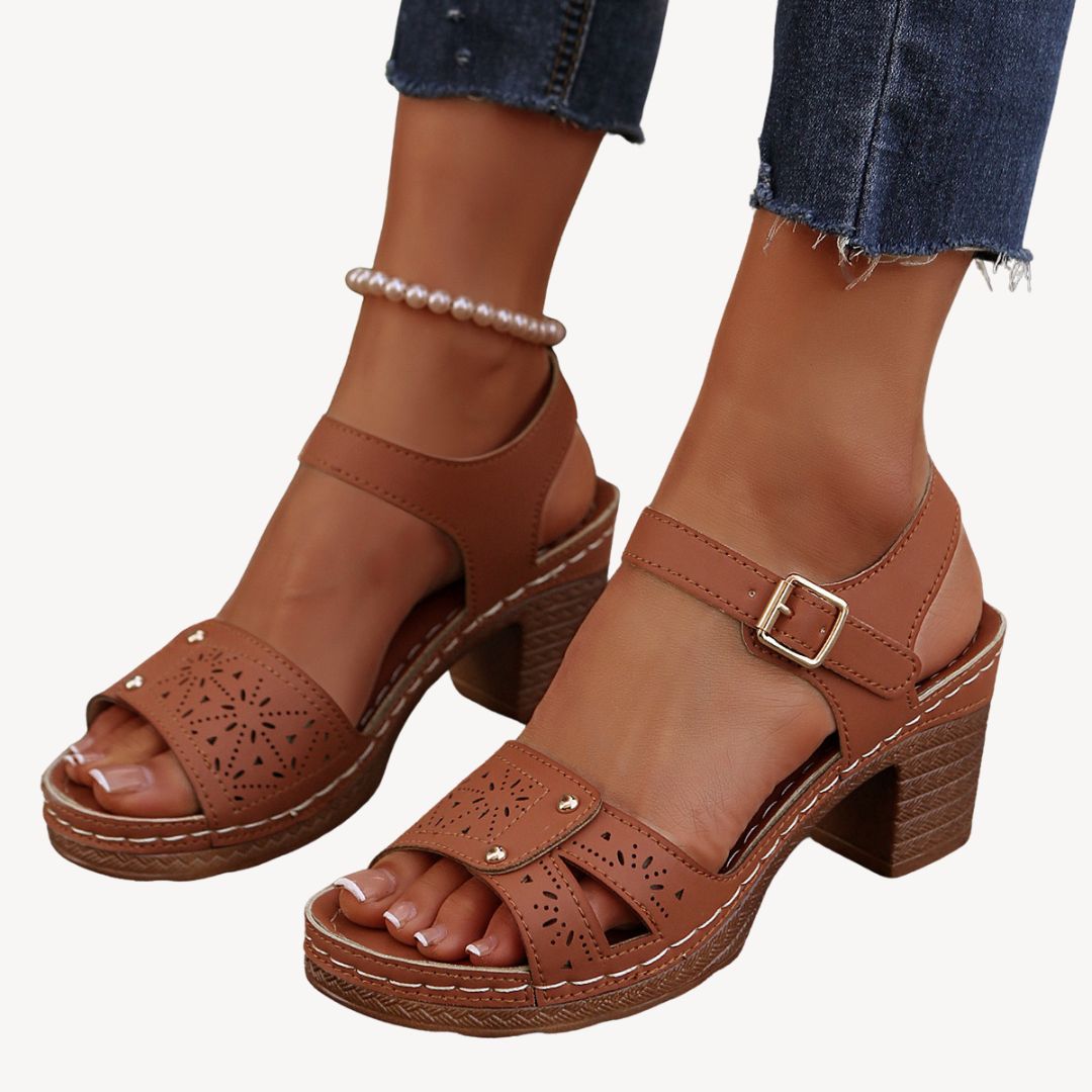 Vestea | Elegant Orthopedic Sandals with Block Heels