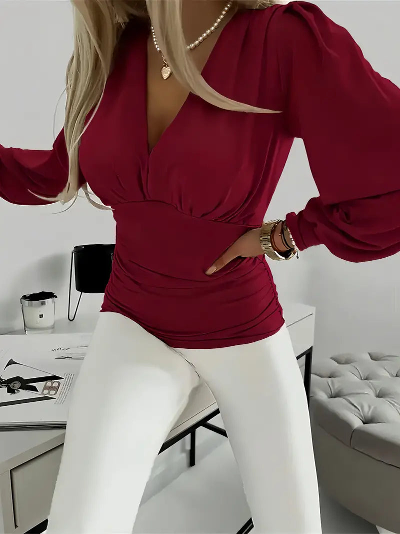 Berta® | Elegant blouse with a deep V-neck