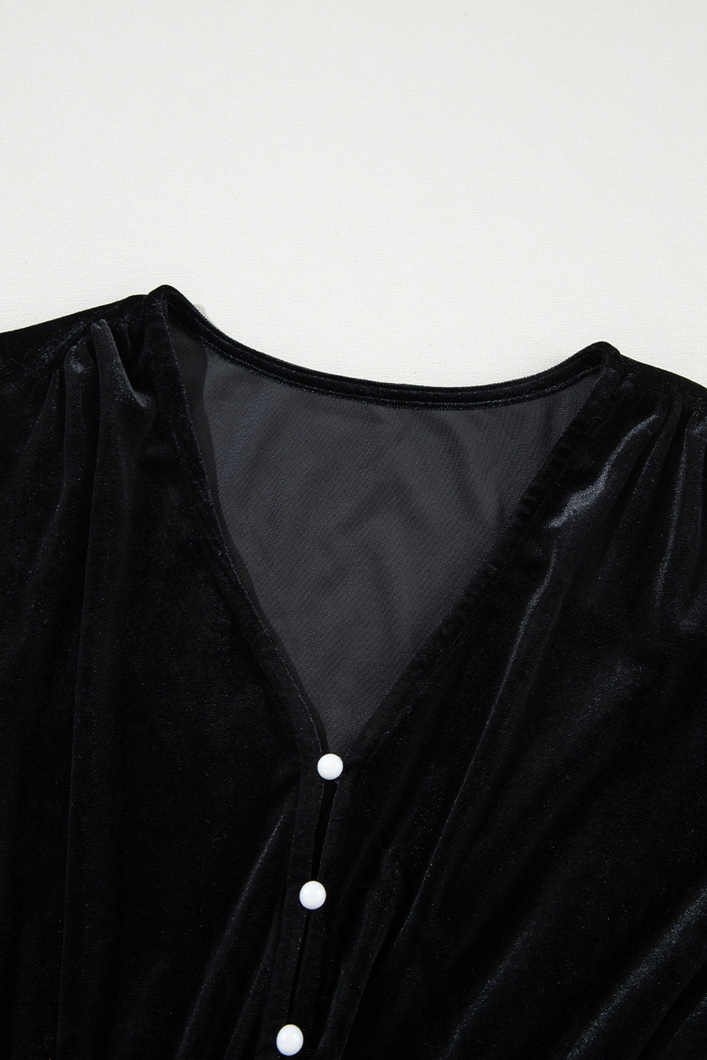 Amanda® | Long sleeve dress with ruffle hem and slit and V-neck