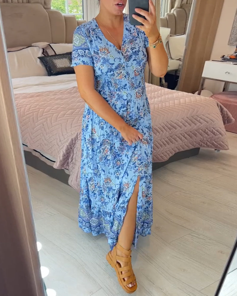 Cristina® | Floral print V-neck dress