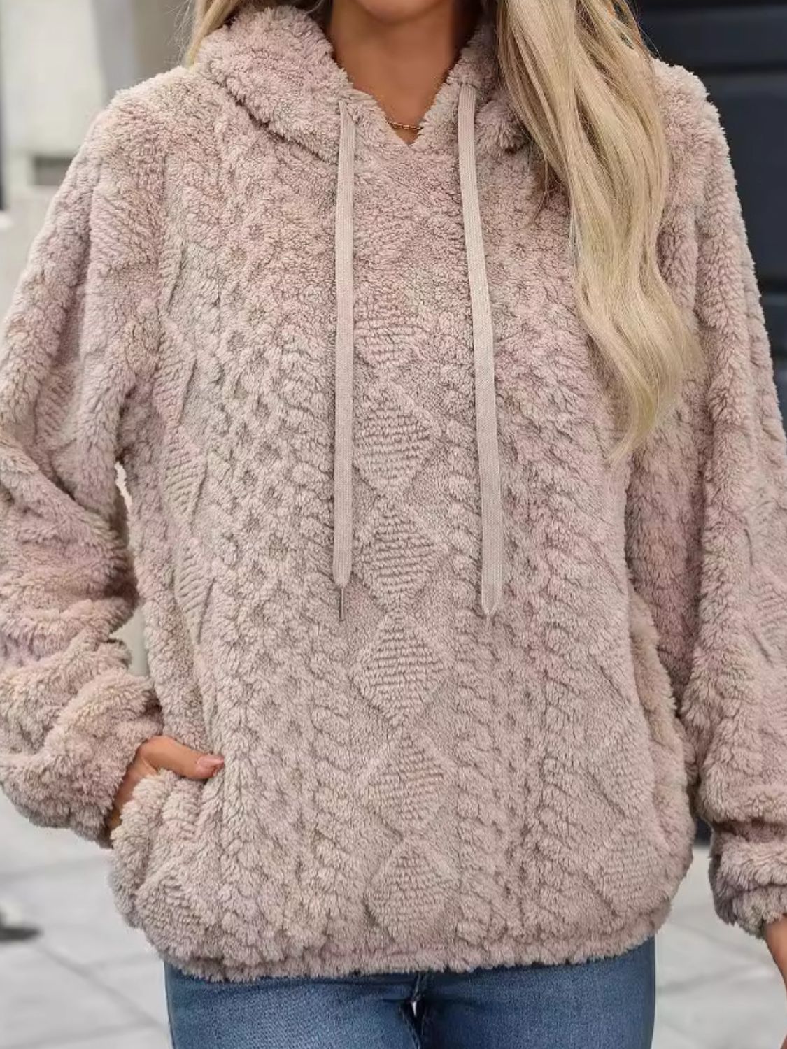 Carina® | Long sleeve plush drawstring hoodie