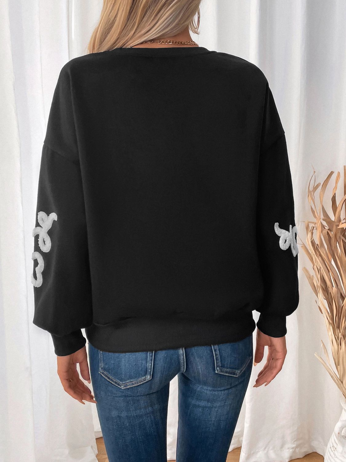 Carla® | Perfee Heart crew neck long sleeve sweater