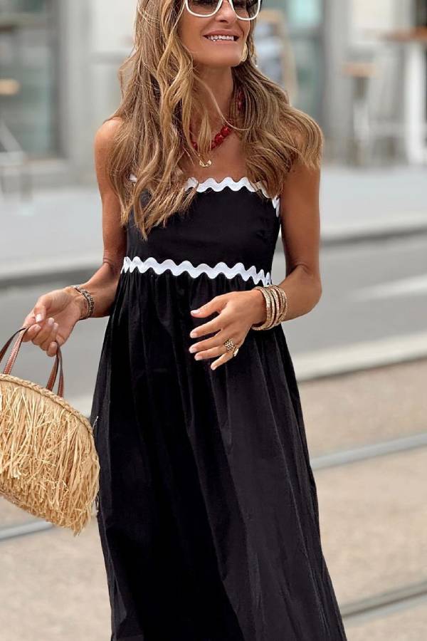 Cecilia® | Bayside Beauty smocked suspender maxi dress with scalloped back and smocked strap
