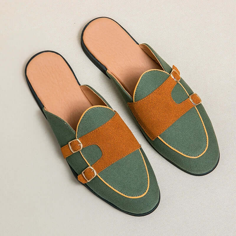 Women’s Slippers – Plush Comfort – Slip-On Open Back – Dual Buckle Straps