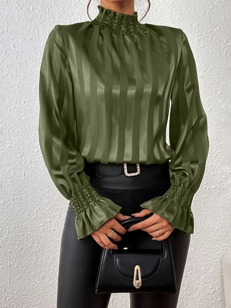 Amara® | Elegant Striped Satin Blouse